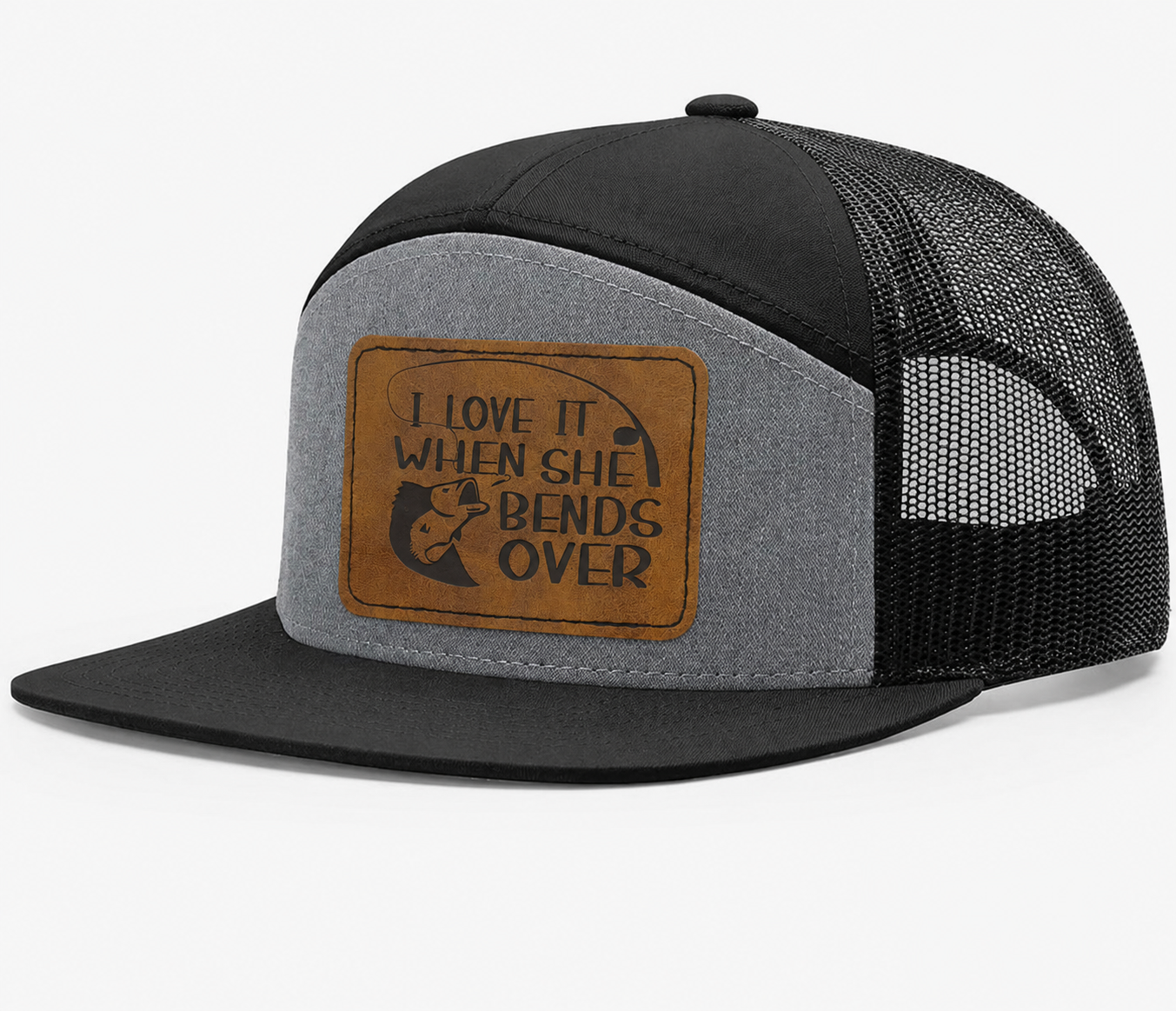I Love It When She Bends Over Leather Patch Hat