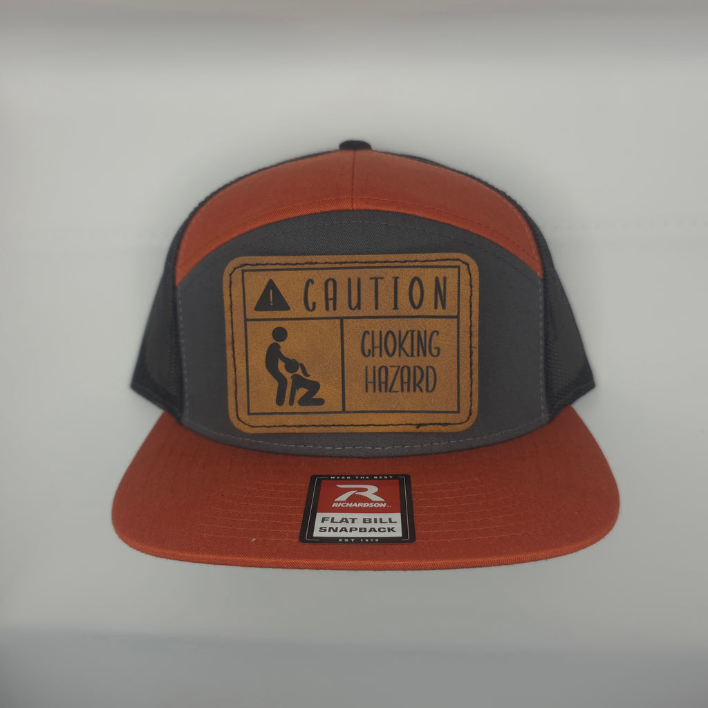 Caution Choking Hazard Leather Patch Snapback