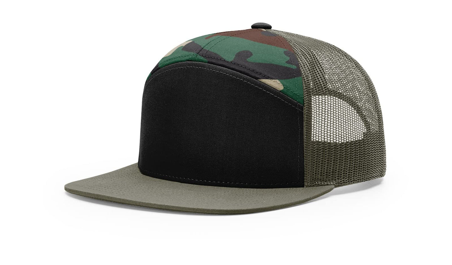 Richardson 168 168P Hat 7-Panel Trucker Cap Hi-Pro Snapback Cap Camo Hat Adjustable Baseball Hat Blank Hat Bulk Hats