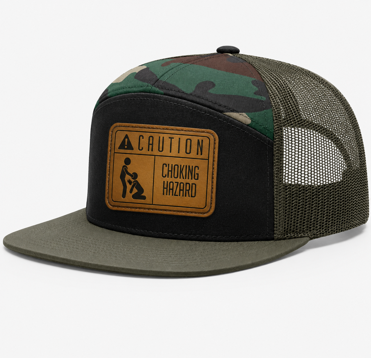 Caution Choking Hazard Leather Patch Hat