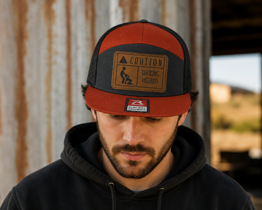 Caution Choking Hazard Leather Patch Hat