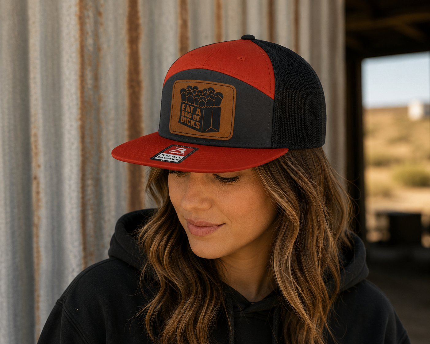Eat A Bag Of Dicks Leather Patch Hat
