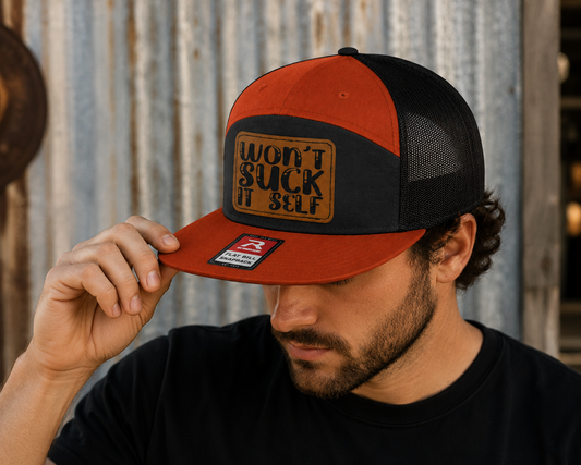 Wont Suck Itself Leather Patch Hat