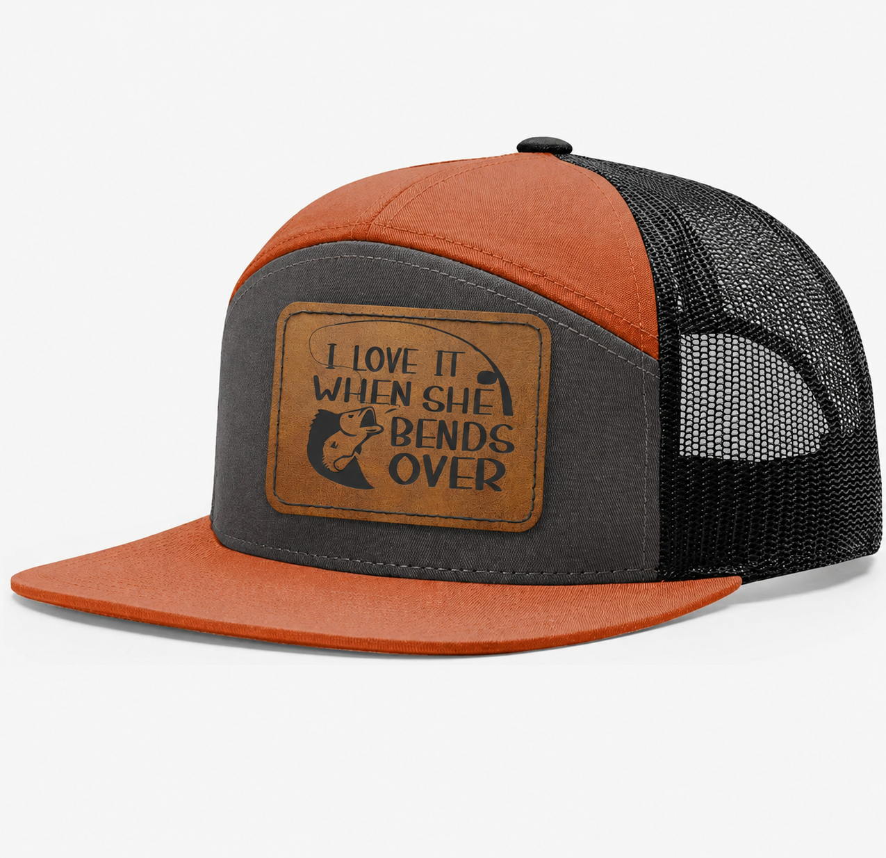 I Love It When She Bends Over Leather Patch Hat