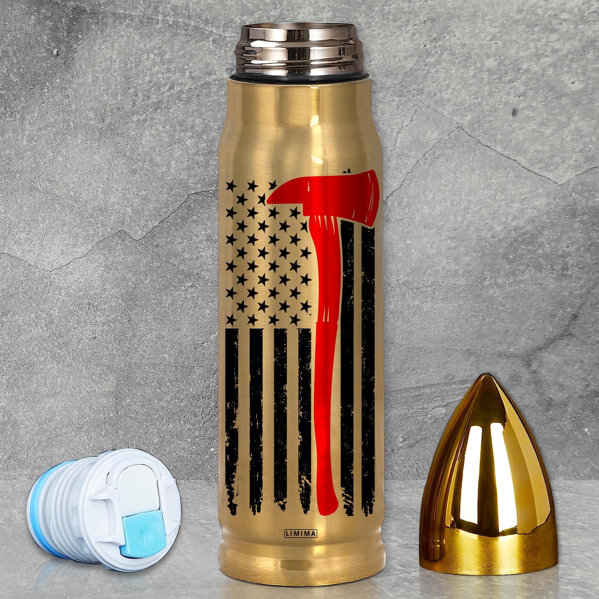 American Flag Stainless Steel Tumbler – 17oz Vacuum Insulated Tumbler with Black USA Flag Design – Patriotic Christmas, Birthday & Retirement Gifts for Veterans, Military, Police, Firefighters - HARD HATTERZ