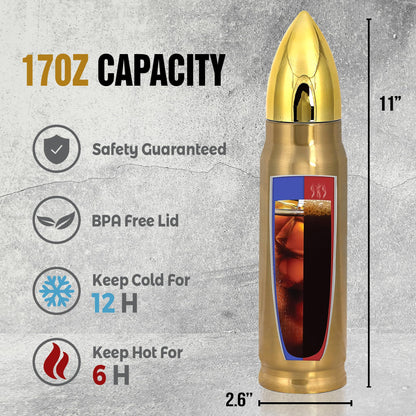 American Flag Stainless Steel Tumbler – 17oz Vacuum Insulated Tumbler with Black USA Flag Design – Patriotic Christmas, Birthday & Retirement Gifts for Veterans, Military, Police, Firefighters - HARD HATTERZ