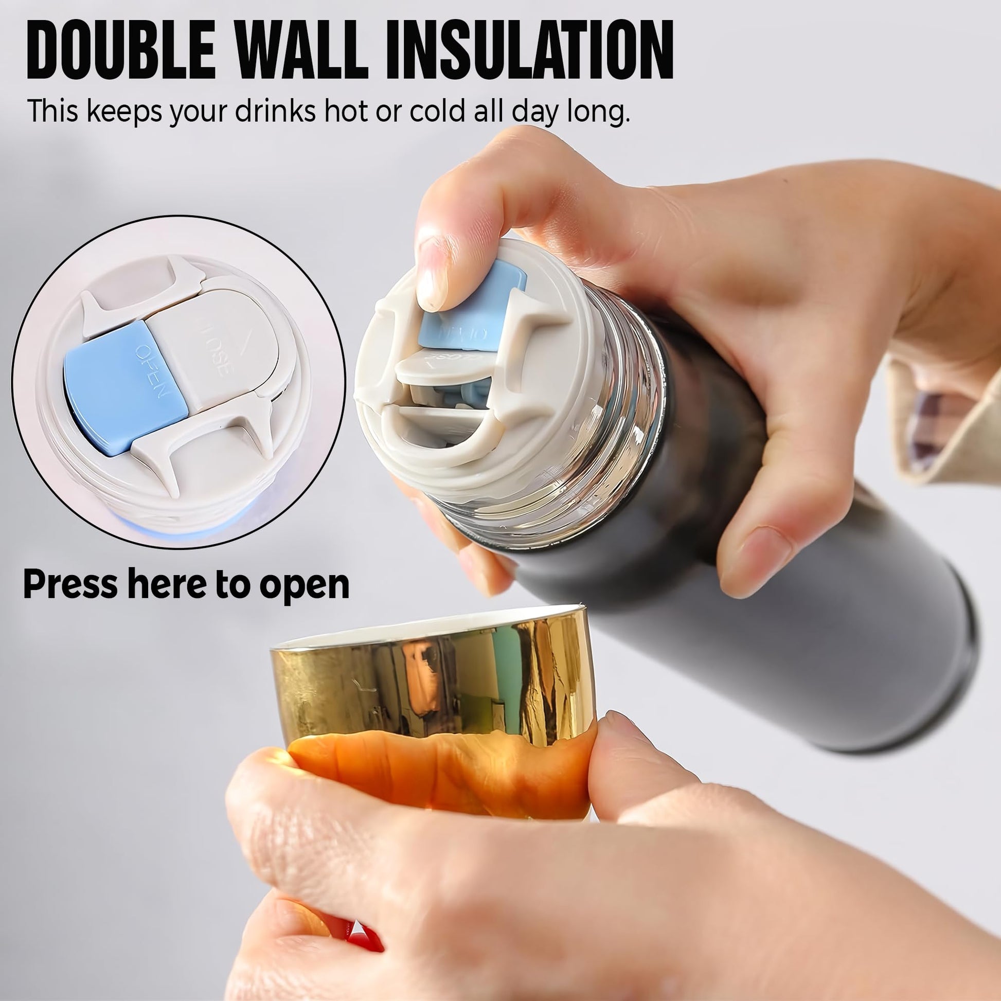 American Flag Stainless Steel Tumbler – 17oz Vacuum Insulated Tumbler with Black USA Flag Design – Patriotic Christmas, Birthday & Retirement Gifts for Veterans, Military, Police, Firefighters - HARD HATTERZ