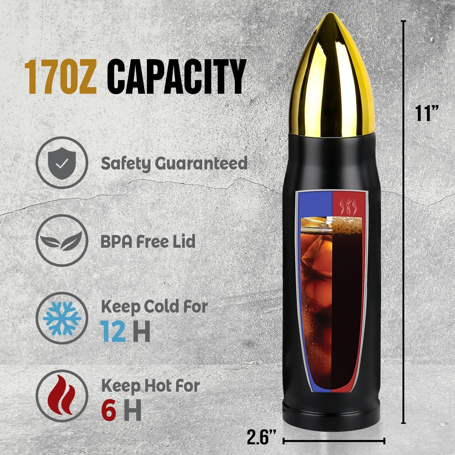 American Flag Stainless Steel Tumbler – 17oz Vacuum Insulated Tumbler with Black USA Flag Design – Patriotic Christmas, Birthday & Retirement Gifts for Veterans, Military, Police, Firefighters - HARD HATTERZ