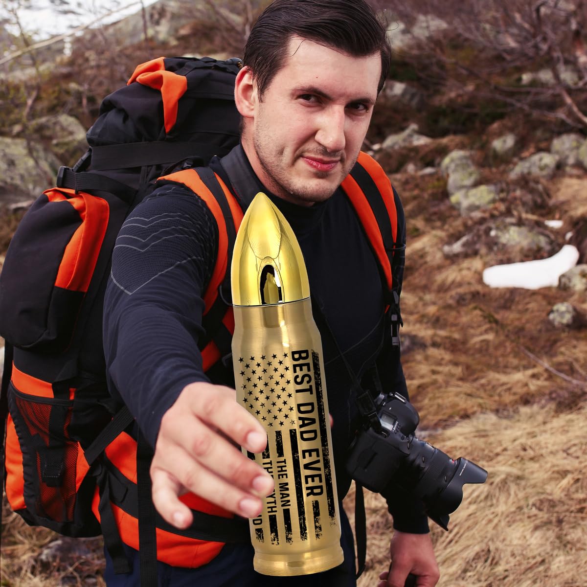 American Flag Stainless Steel Tumbler – 17oz Vacuum Insulated Tumbler with Black USA Flag Design – Patriotic Christmas, Birthday & Retirement Gifts for Veterans, Military, Police, Firefighters - HARD HATTERZ