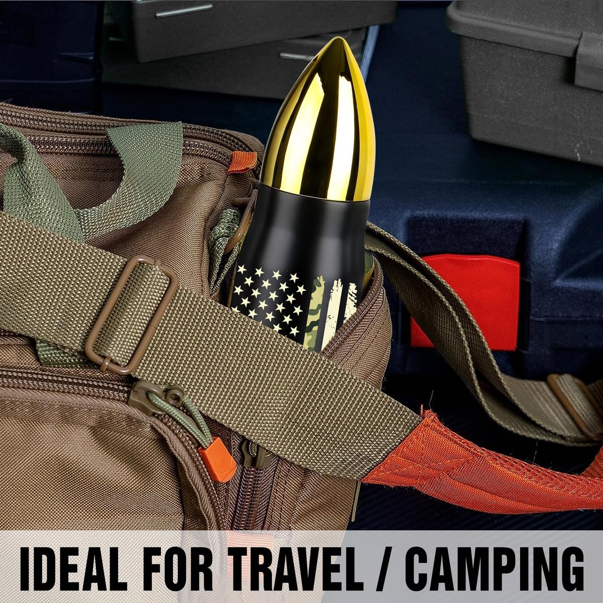 American Flag Stainless Steel Tumbler – 17oz Vacuum Insulated Tumbler with Black USA Flag Design – Patriotic Christmas, Birthday & Retirement Gifts for Veterans, Military, Police, Firefighters - HARD HATTERZ