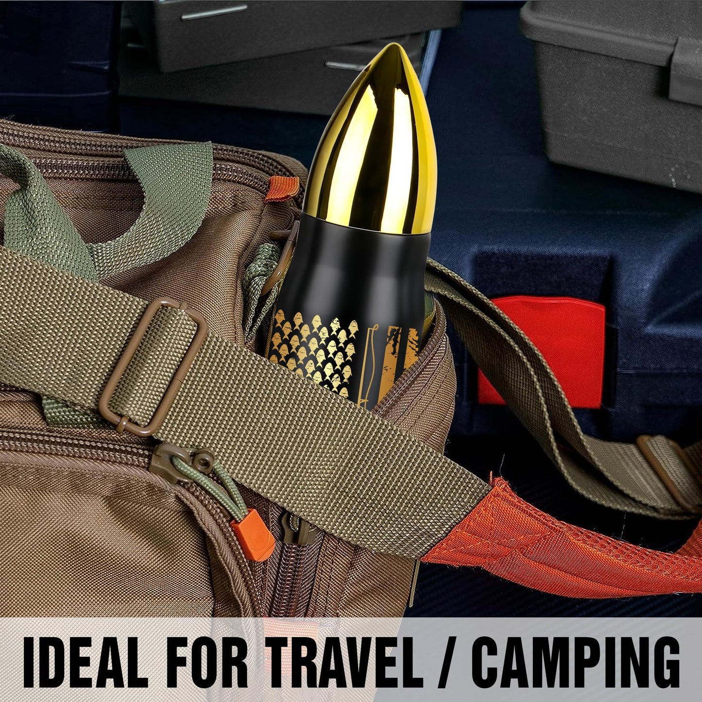 American Flag Stainless Steel Tumbler – 17oz Vacuum Insulated Tumbler with Black USA Flag Design – Patriotic Christmas, Birthday & Retirement Gifts for Veterans, Military, Police, Firefighters - HARD HATTERZ