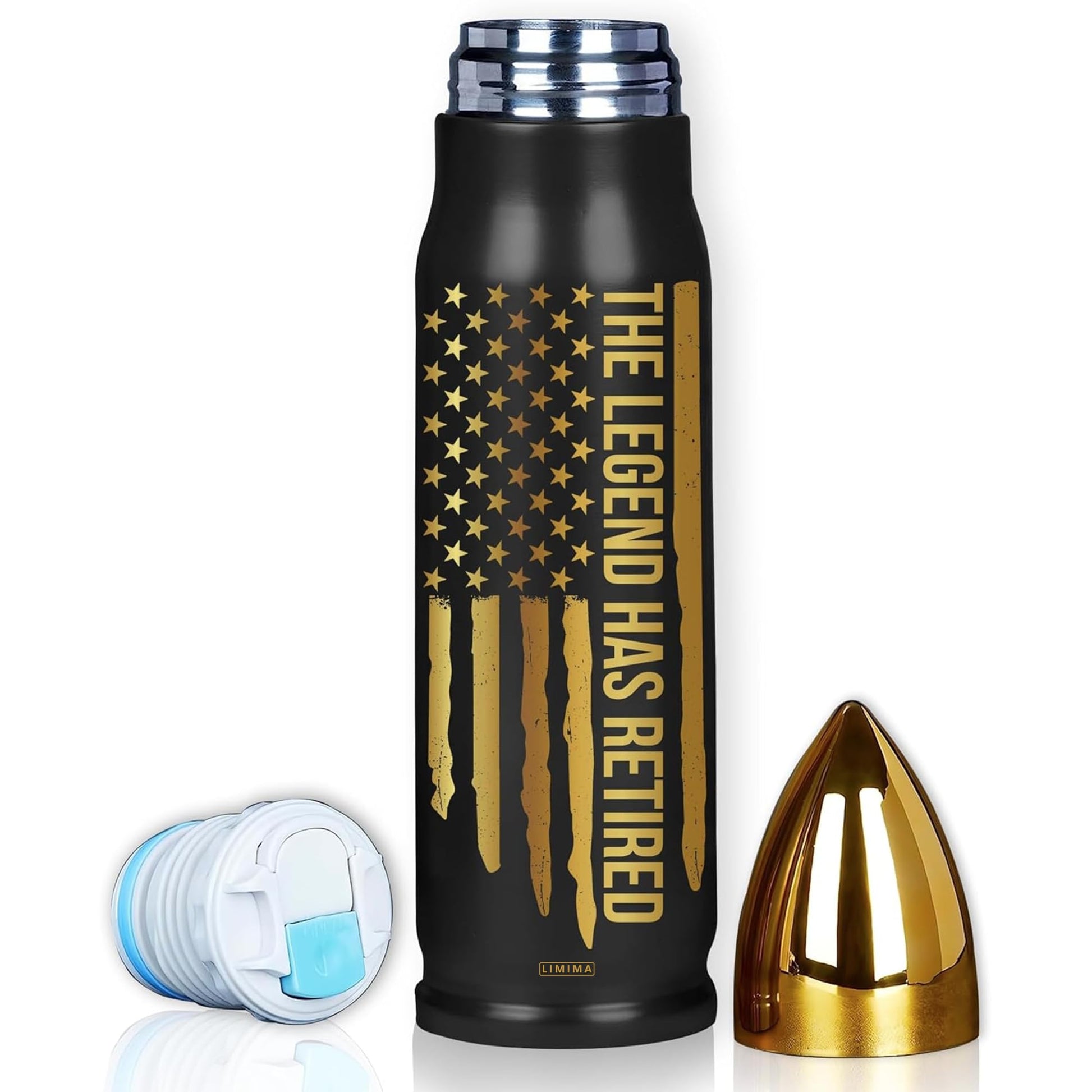 American Flag Stainless Steel Tumbler – 17oz Vacuum Insulated Tumbler with Black USA Flag Design – Patriotic Christmas, Birthday & Retirement Gifts for Veterans, Military, Police, Firefighters - HARD HATTERZ