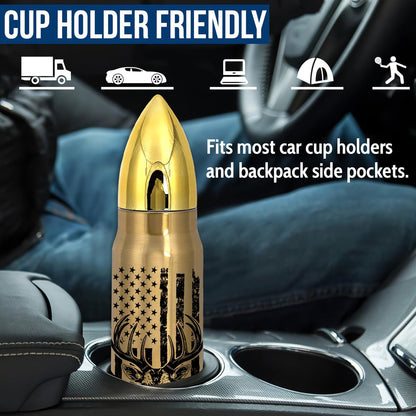 American Flag Stainless Steel Tumbler – 17oz Vacuum Insulated Tumbler with Black USA Flag Design – Patriotic Christmas, Birthday & Retirement Gifts for Veterans, Military, Police, Firefighters - HARD HATTERZ