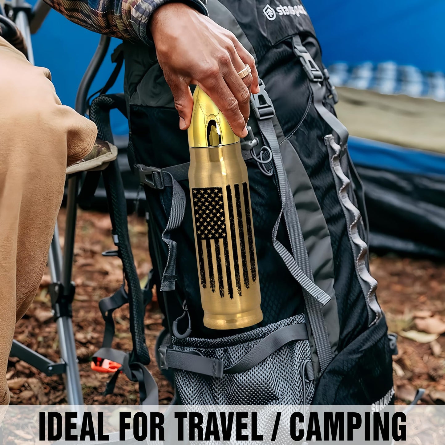 American Flag Stainless Steel Tumbler – 17oz Vacuum Insulated Tumbler with Black USA Flag Design – Patriotic Christmas, Birthday & Retirement Gifts for Veterans, Military, Police, Firefighters - HARD HATTERZ