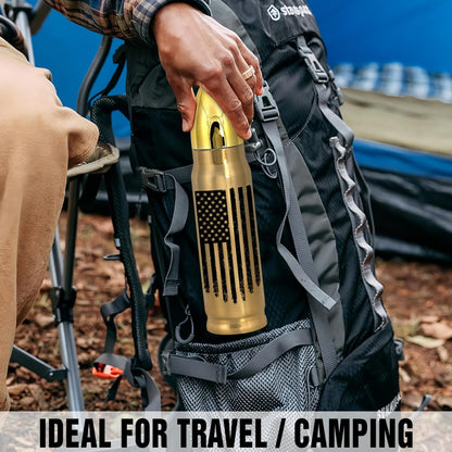 American Flag Stainless Steel Tumbler – 17oz Vacuum Insulated Tumbler with Black USA Flag Design – Patriotic Christmas, Birthday & Retirement Gifts for Veterans, Military, Police, Firefighters - HARD HATTERZ