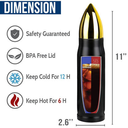 American Flag Stainless Steel Tumbler – 17oz Vacuum Insulated Tumbler with Black USA Flag Design – Patriotic Christmas, Birthday & Retirement Gifts for Veterans, Military, Police, Firefighters - HARD HATTERZ