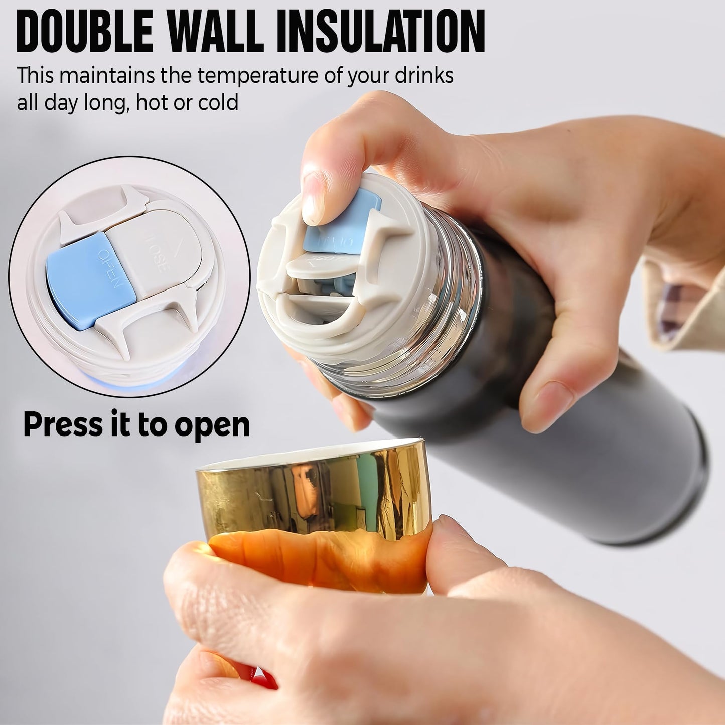 American Flag Stainless Steel Tumbler – 17oz Vacuum Insulated Tumbler with Black USA Flag Design – Patriotic Christmas, Birthday & Retirement Gifts for Veterans, Military, Police, Firefighters - HARD HATTERZ