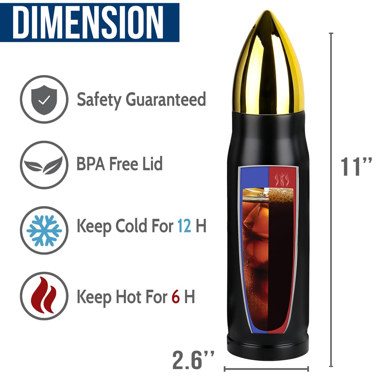 American Flag Stainless Steel Tumbler – 17oz Vacuum Insulated Tumbler with Black USA Flag Design – Patriotic Christmas, Birthday & Retirement Gifts for Veterans, Military, Police, Firefighters - HARD HATTERZ