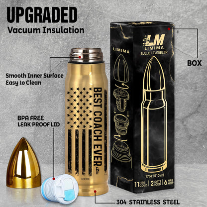 American Flag Stainless Steel Tumbler – 17oz Vacuum Insulated Tumbler with Black USA Flag Design – Patriotic Christmas, Birthday & Retirement Gifts for Veterans, Military, Police, Firefighters - HARD HATTERZ