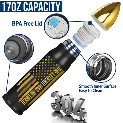 American Flag Stainless Steel Tumbler – 17oz Vacuum Insulated Tumbler with Black USA Flag Design – Patriotic Christmas, Birthday & Retirement Gifts for Veterans, Military, Police, Firefighters - HARD HATTERZ