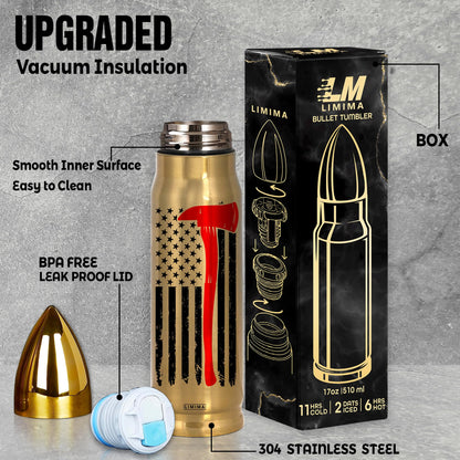 American Flag Stainless Steel Tumbler – 17oz Vacuum Insulated Tumbler with Black USA Flag Design – Patriotic Christmas, Birthday & Retirement Gifts for Veterans, Military, Police, Firefighters - HARD HATTERZ