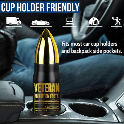 American Flag Stainless Steel Tumbler – 17oz Vacuum Insulated Tumbler with Black USA Flag Design – Patriotic Christmas, Birthday & Retirement Gifts for Veterans, Military, Police, Firefighters - HARD HATTERZ