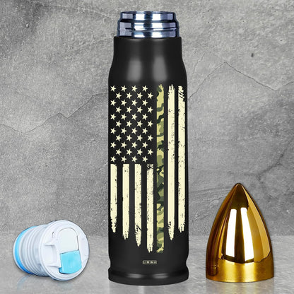 American Flag Stainless Steel Tumbler – 17oz Vacuum Insulated Tumbler with Black USA Flag Design – Patriotic Christmas, Birthday & Retirement Gifts for Veterans, Military, Police, Firefighters - HARD HATTERZ