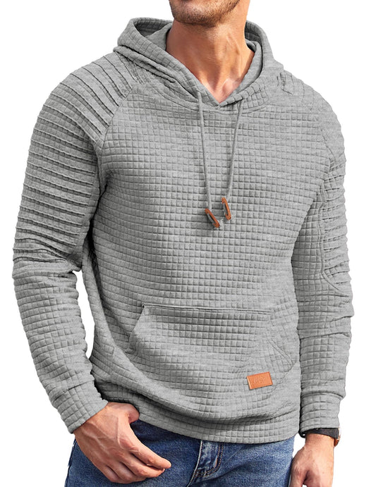 COOFANDY Mens Hoodies Pullover Casaul Long Sleeve Drawstring Waffle Knit Hooded Sweatshirt with Kanga Pocket - HARD HATTERZ