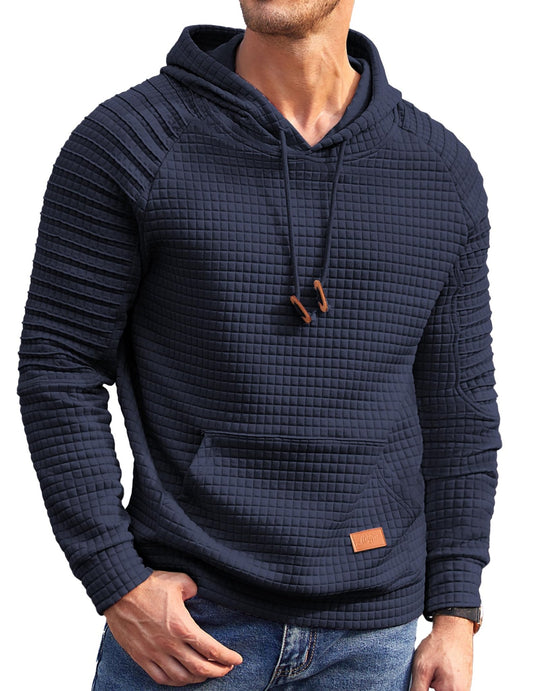 COOFANDY Mens Hoodies Pullover Casaul Long Sleeve Drawstring Waffle Knit Hooded Sweatshirt with Kanga Pocket - HARD HATTERZ
