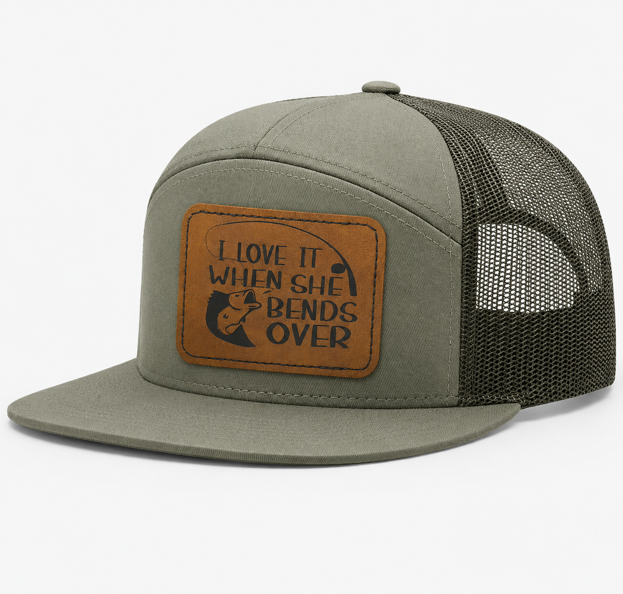 I Love It When She Bends Over Leather Patch Hat