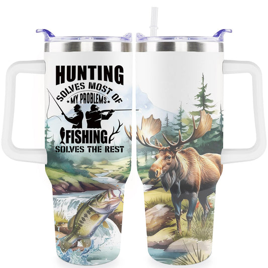 Fishing Gifts For Men 40oz Fishing Travel Tumbler for Fishings Lover Fathers Day Fishings Gift For Dad Grandpa Husband as Christmas Birthday Presents Lover Cup With Handle - HARD HATTERZ